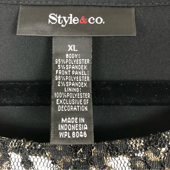 STYLE & CO. LACE FRONT BLACK TUNIC WITH GOLD ACCENTS. SIZE(XL) - Picture 8 of 13